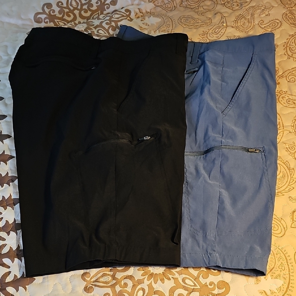 2 Pr. Weatherproof Nylon Spandex Stretch Cargo Shorts Mens Sz 36